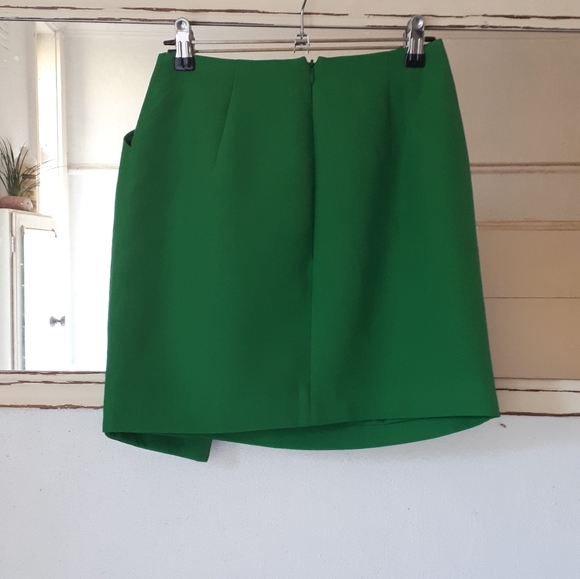 Cameo green mini skirt with pleat front faux wrap detail size XS - Picture 5 of 9